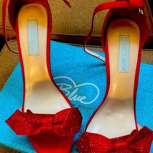 Betsey Johnson bling heels.  Gorgeous red with inside light Tiffany blue.